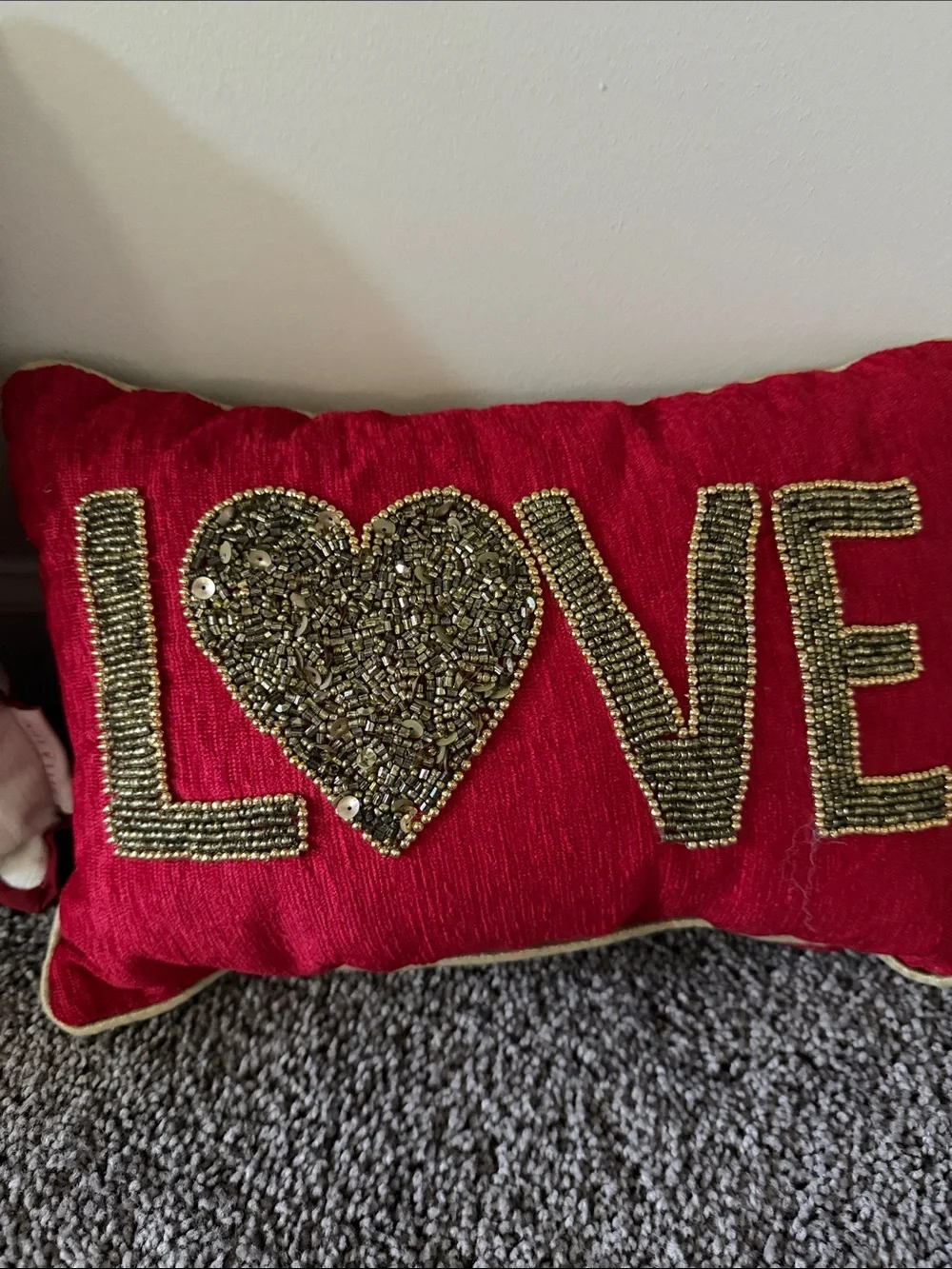 2 Bella Lux embellished Love Heart accent Pillows